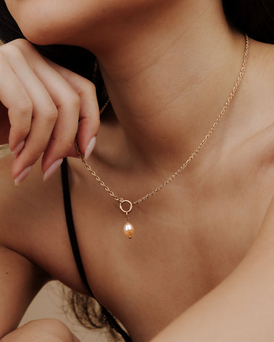 Perla Rosa Rope Chain Collana Set Oro Rosa