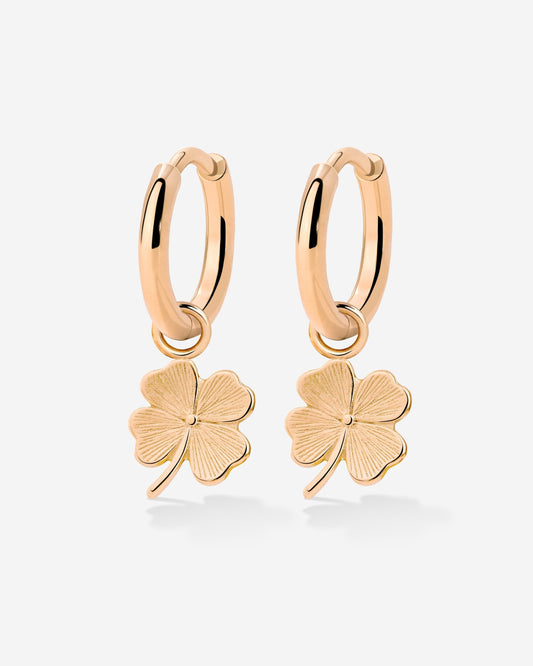 Lucky Clover Hoop Set Small Oro Rosa