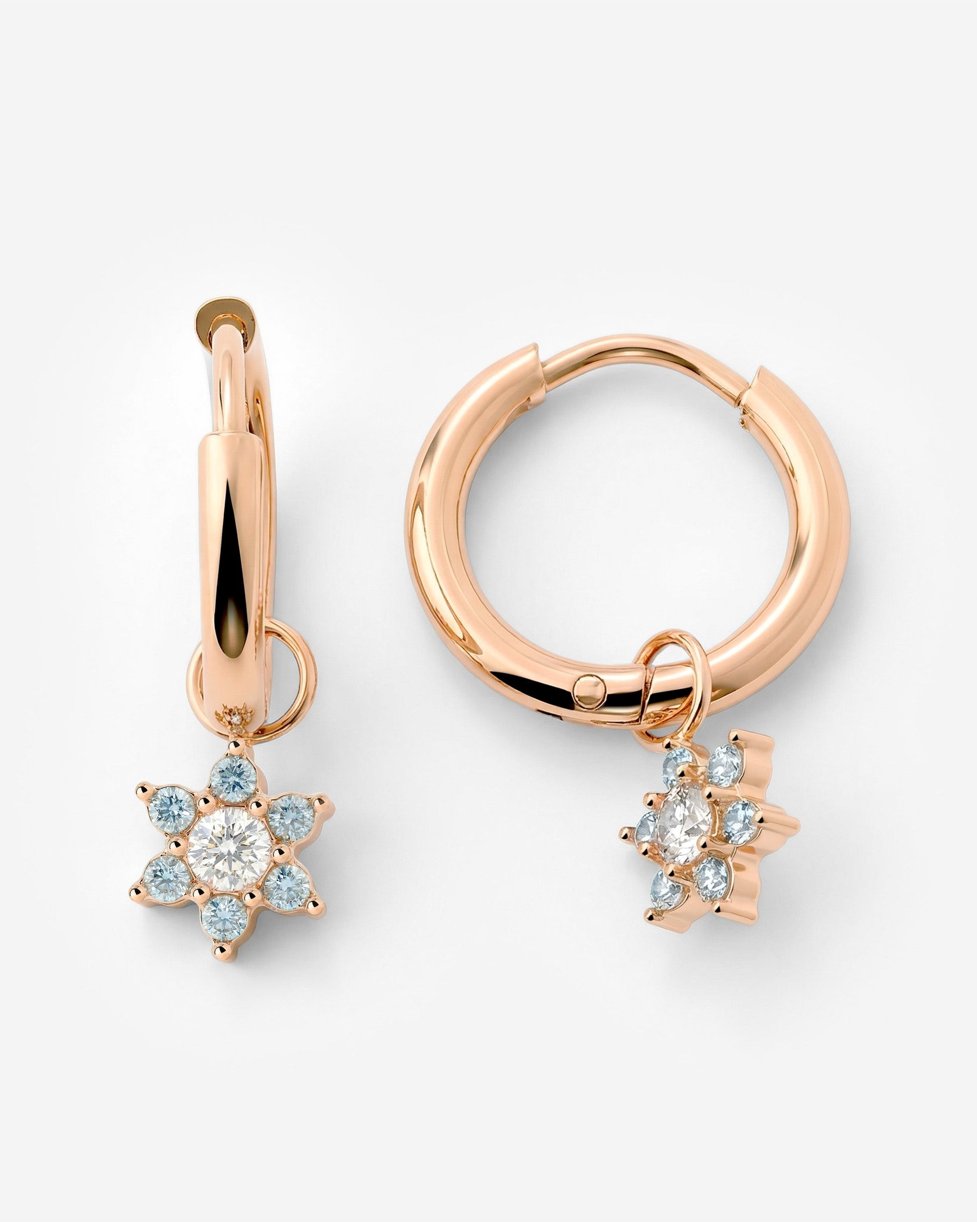 Blue Petal Hoop Set Small Oro Rosa