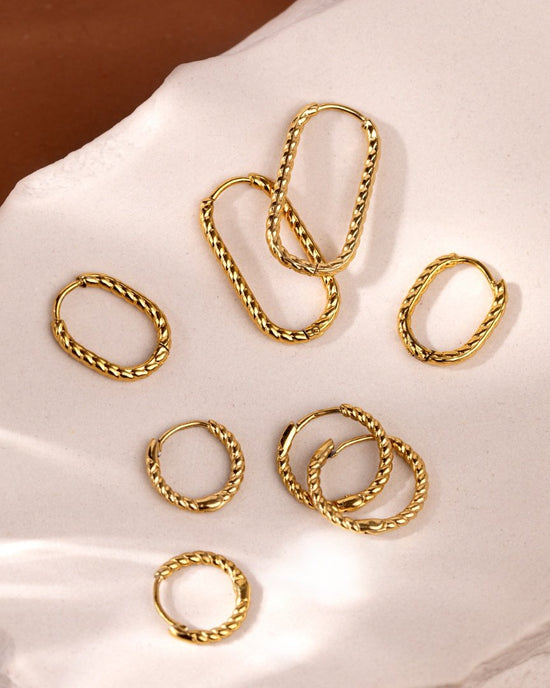 Twisted Hoop Set Small Argento