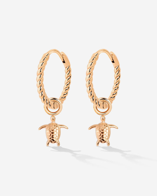 Sea Turtle Twisted Hoop Set Small Oro Rosa