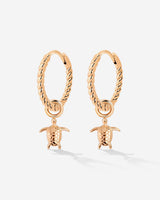 Sea Turtle Twisted Hoop Set Small Oro Rosa