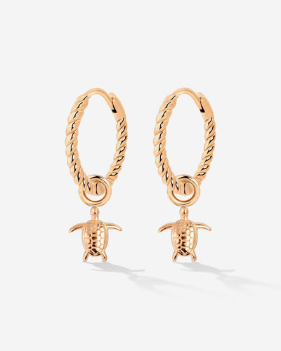 Sea Turtle Twisted Hoop Set Small Oro Rosa