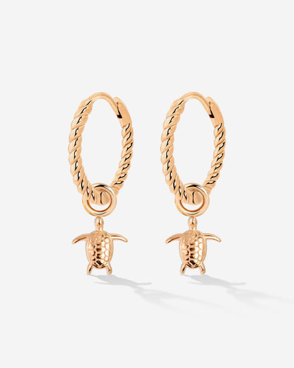 Sea Turtle Twisted Hoop Set Small Oro Rosa