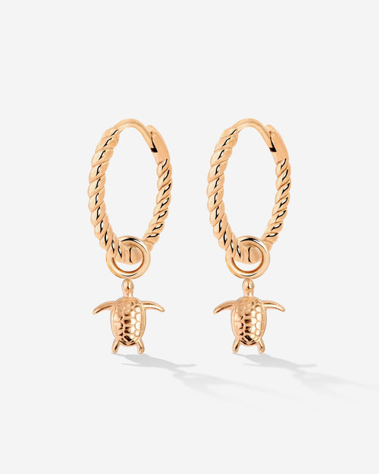 Sea Turtle Twisted Hoop Set Small Oro Rosa