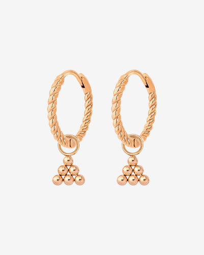 Tiny Beads Twisted Hoop Set Small Oro Rosa
