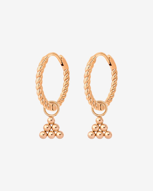 Tiny Beads Twisted Hoop Set Small Oro Rosa