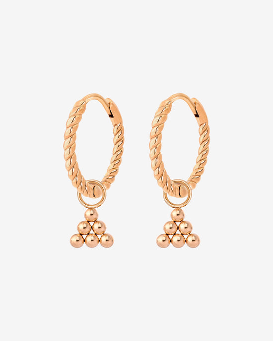 Tiny Beads Twisted Hoop Set Small Oro Rosa