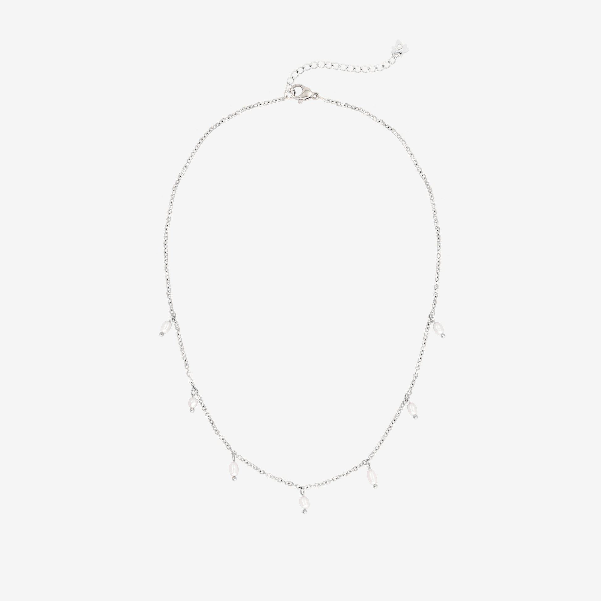 Perla Blanco Choker Argento