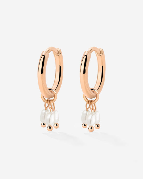 Tres Perlas Hoop Set Oro Rosa