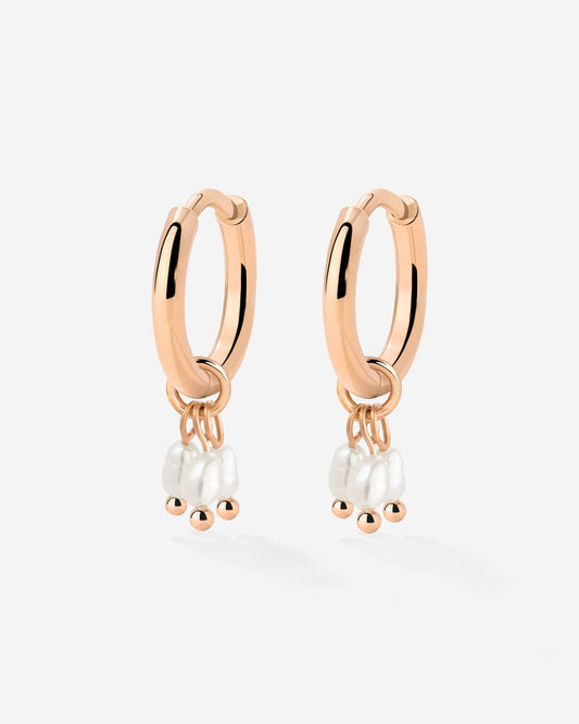 Tres Perlas Hoop Set Oro Rosa