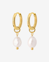 Chunky Pearl Hoop Set Small Oro