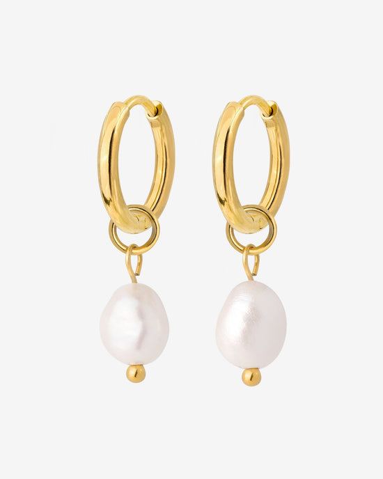 Chunky Pearl Hoop Set Small Oro