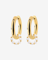 Chunky Pearl 'n' Beads Hoop Set Medium Oro