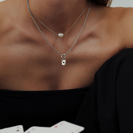 Aced Rope Chain Collana Set Argento