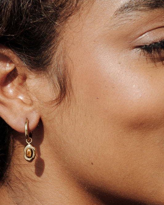 Tiger's Eye Hoop Set Small Oro