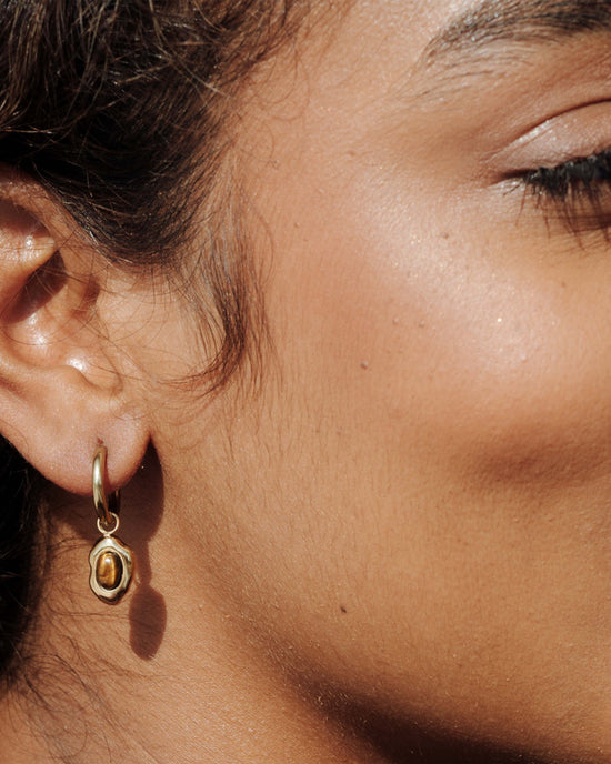 Tiger's Eye Hoop Set Small Oro