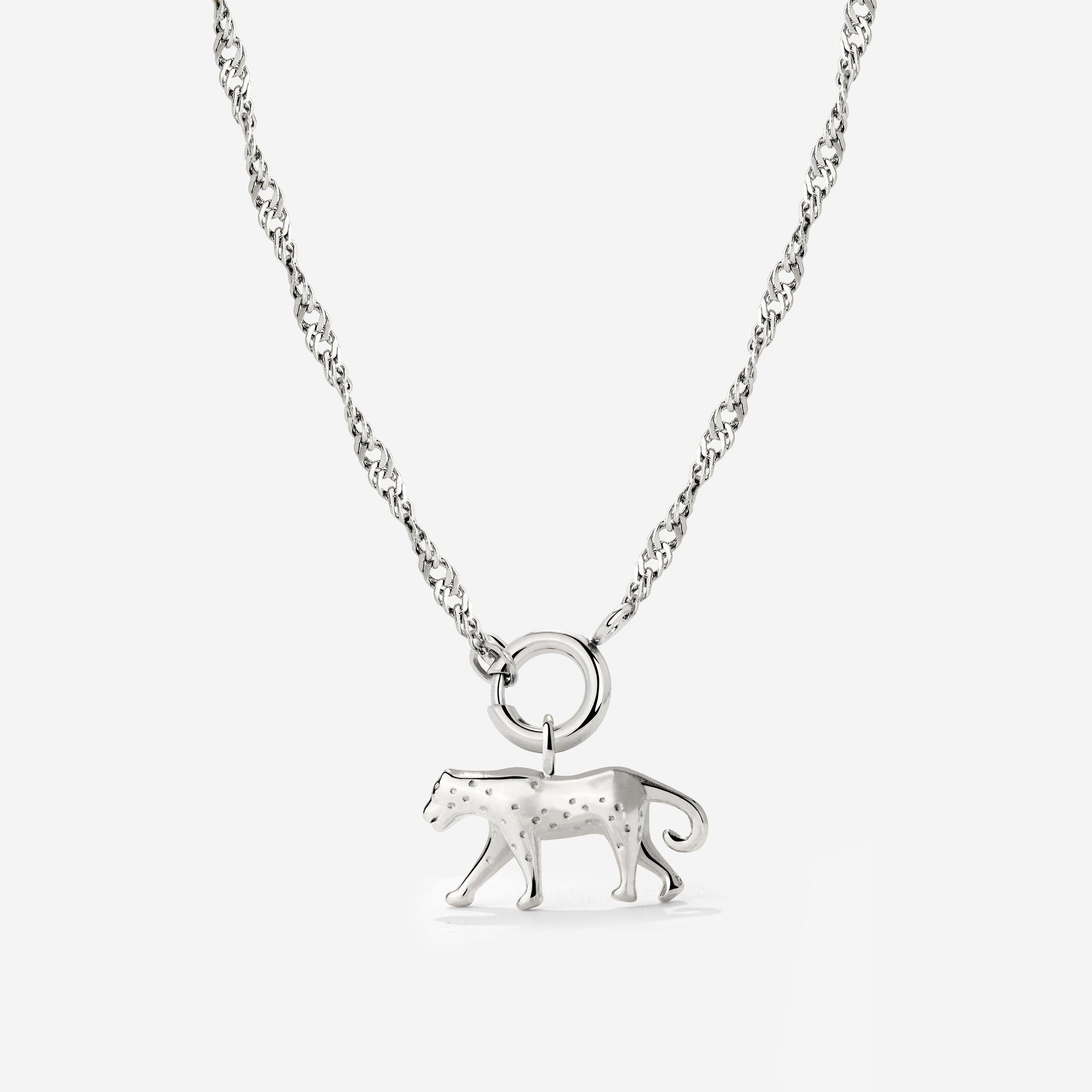 Leopard Singapore Chain Collana Set Argento