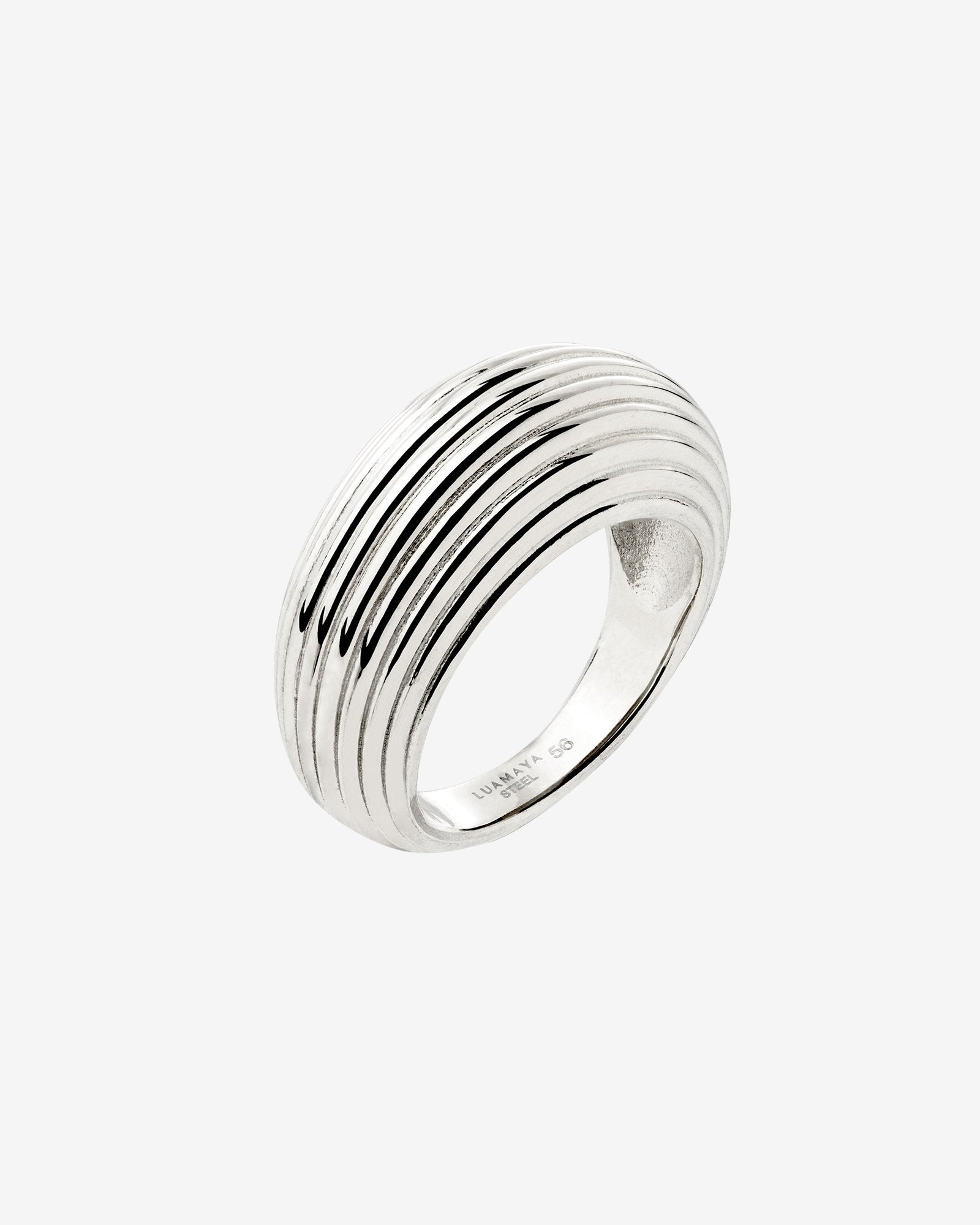 Chunky Stripes Anello Argento