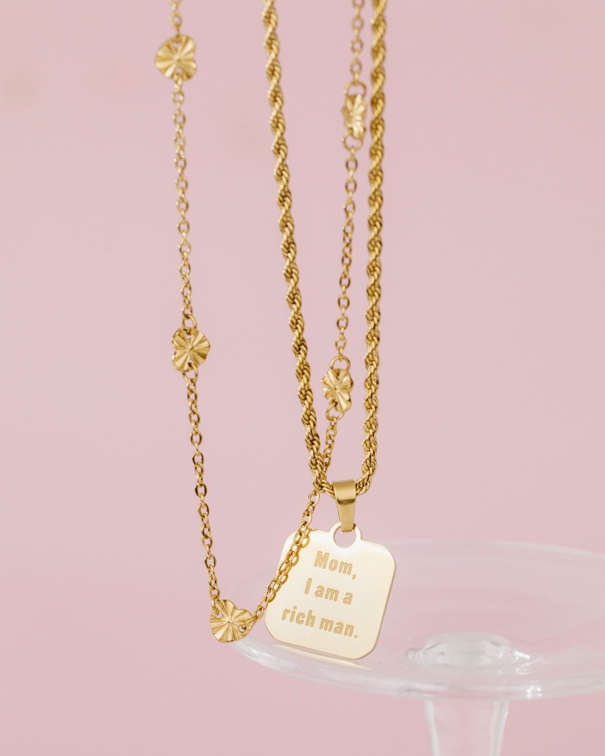 Glass Heart Collana Oro Rosa