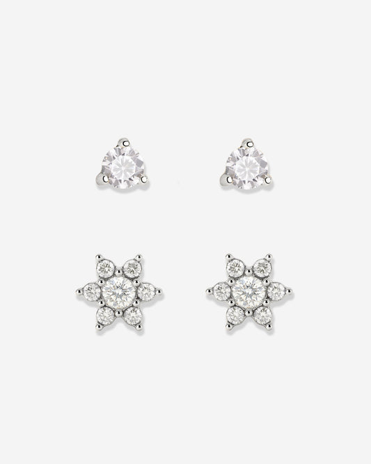 Glimmering Petals Stud Bundle Argento