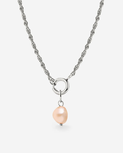 Perla Rosa Rope Chain Collana Set Argento