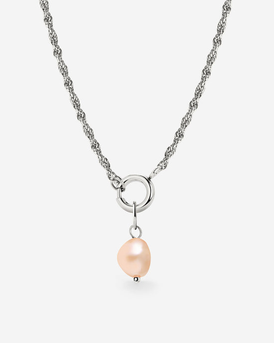 Perla Rosa Rope Chain Collana Set Argento
