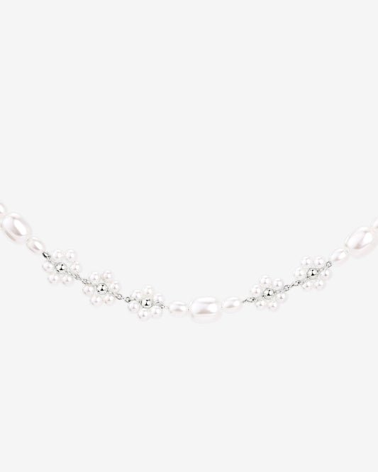 Flowery Pearls Choker Argento