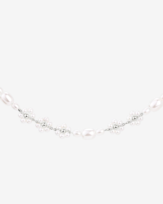 Flowery Pearls Choker Argento