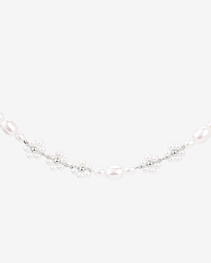 Flowery Pearls Choker Argento