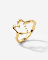 Flowy Heart Anello Oro