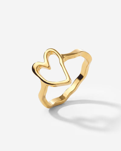 Flowy Heart Anello Oro