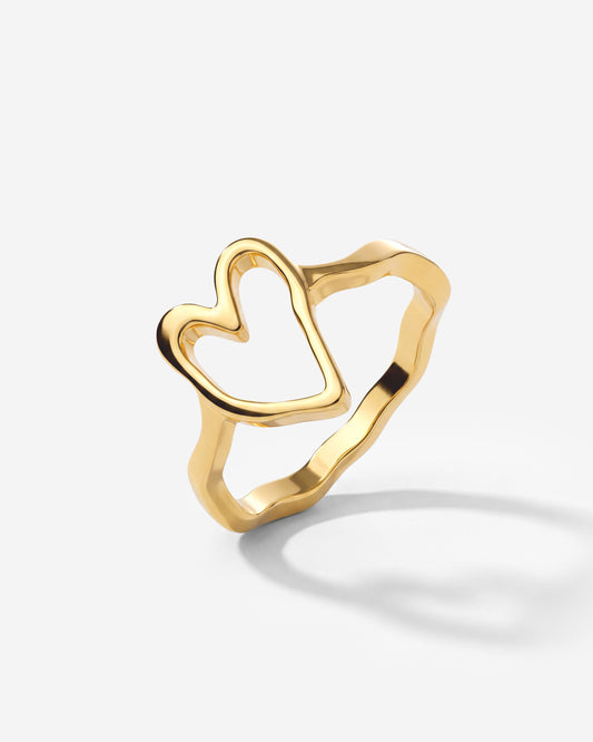 Flowy Heart Anello Oro