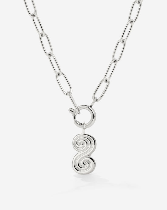 Serpent's Whisper Oval Links Collana Set Argento