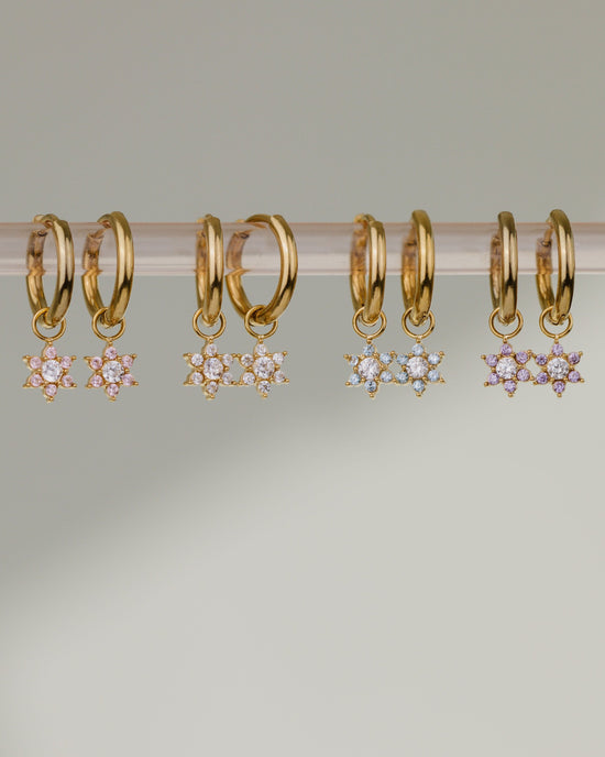 Pink Petal Hoop Set Small Oro Rosa