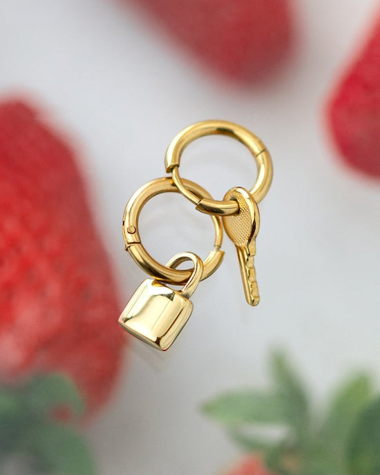 Lock in Hoop Set Small Oro Rosa