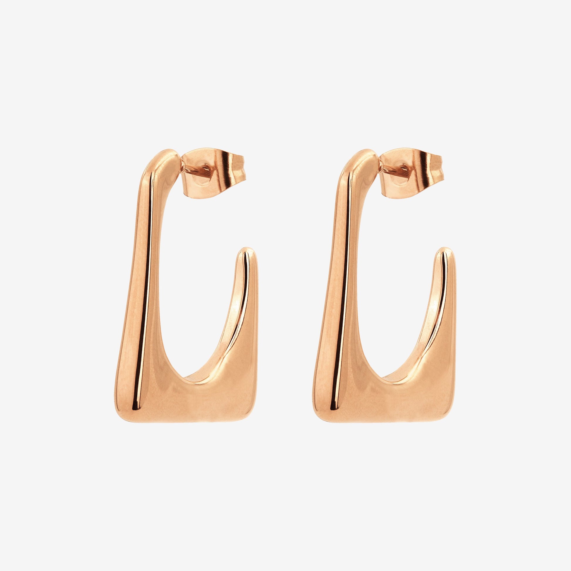 Rectangle Hoops Oro Rosa