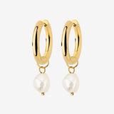 Chunky Pearl Hoop Set Oro