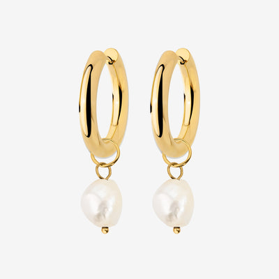 Chunky Pearl Hoop Set Oro