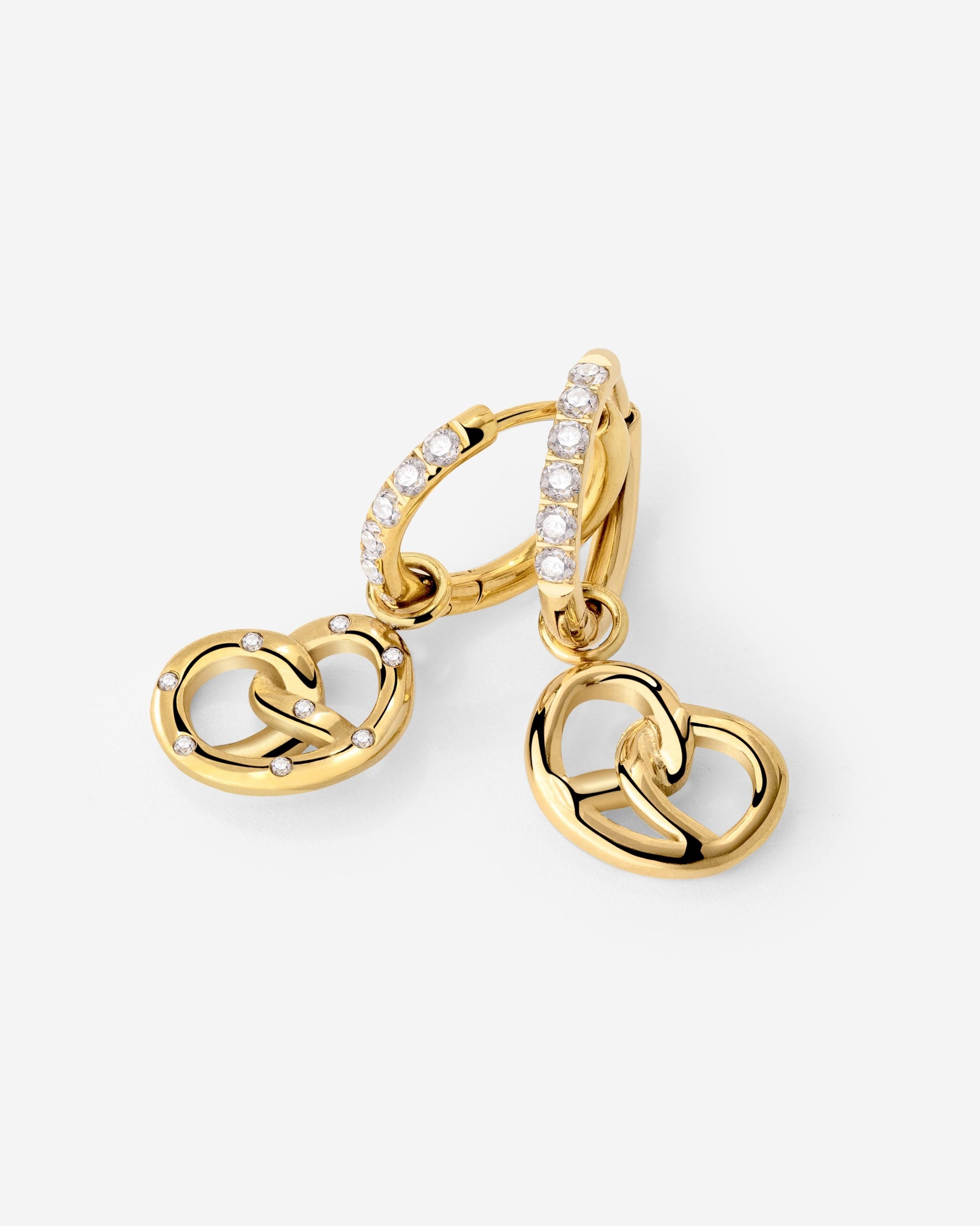 Bedazzled Pretzel Glimmer Hoop Set Small Oro