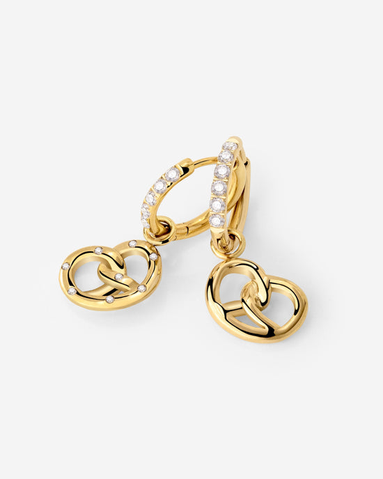 Bedazzled Pretzel Glimmer Hoop Set Small Oro
