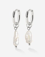 Lisas Power Pearl Hoop Set Argento