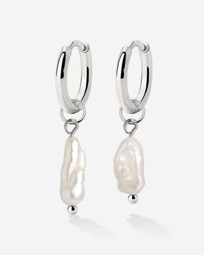 Lisas Power Pearl Hoop Set Argento
