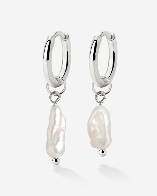 Lisas Power Pearl Hoop Set Argento