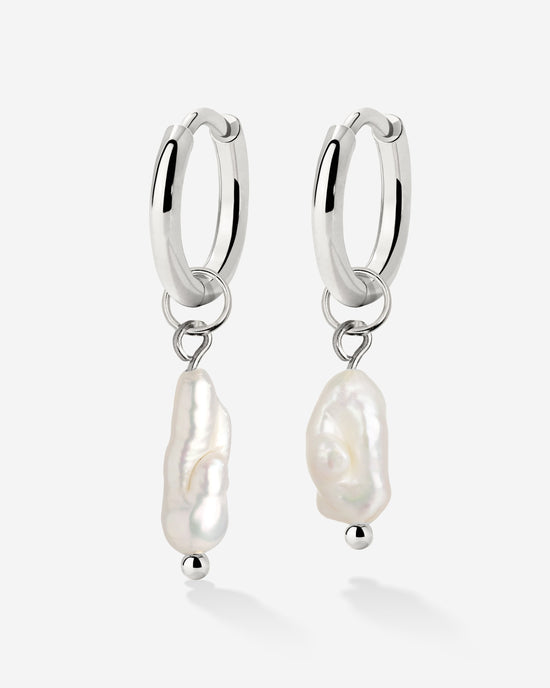 Lisas Power Pearl Hoop Set Argento