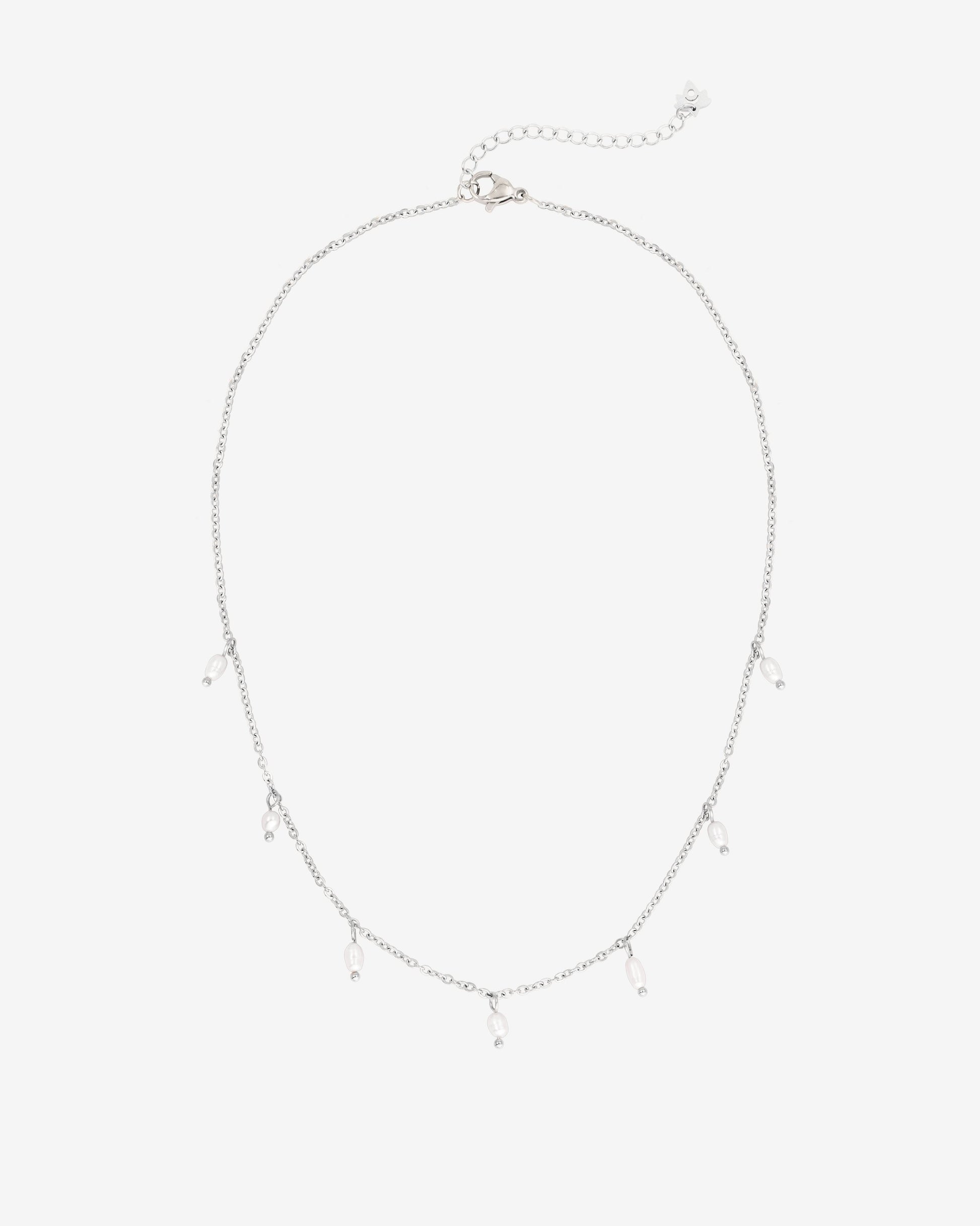 Perla Blanco Choker Argento