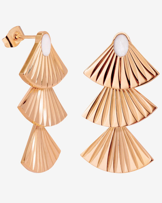 Triple Fan Orecchini Oro Rosa