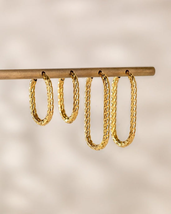 Oval Twisted Hoop Set Oro Rosa