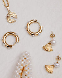 Pearl & Fan Orecchini Oro Rosa
