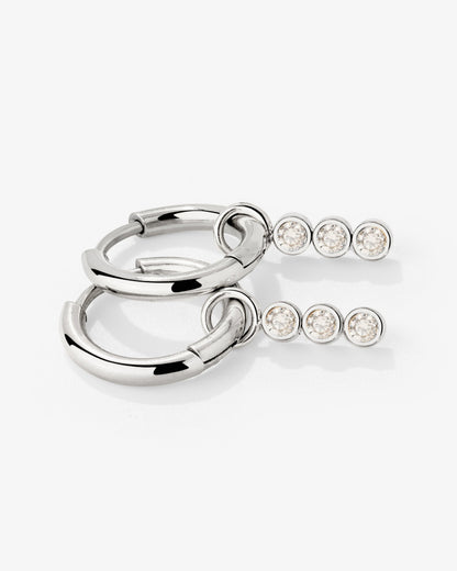 Bezel Bling Hoop Set Small Argento